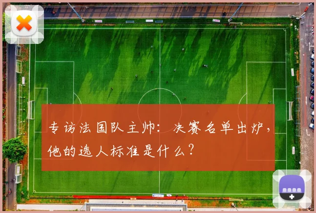 专访法国队主帅：决赛名单出炉，他的选人标准是什么？